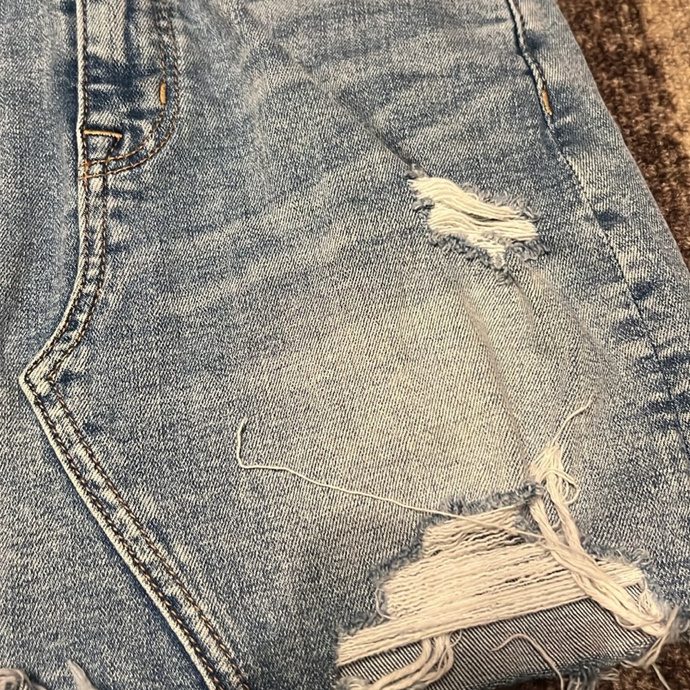 American Eagle Hi Rise Mini distressed Super Stretch size 2 Jean Skirt - Picture 3 of 9